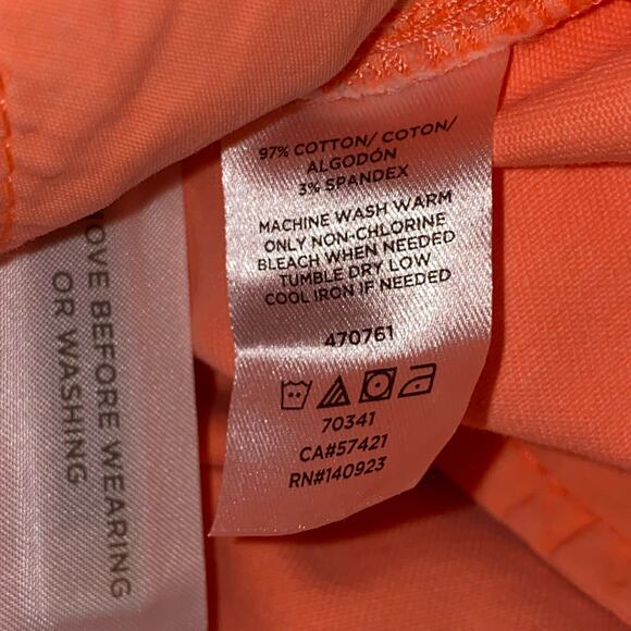 Loft Plus Marisa Cuffed Cropped Bright Neon Coral Pants NWTs size 26 Plus - Picture 6 of 9